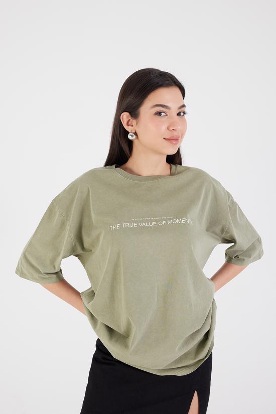  THE TRUE VALUE OF MOMENTS Baskılı Oversize T-Shirt