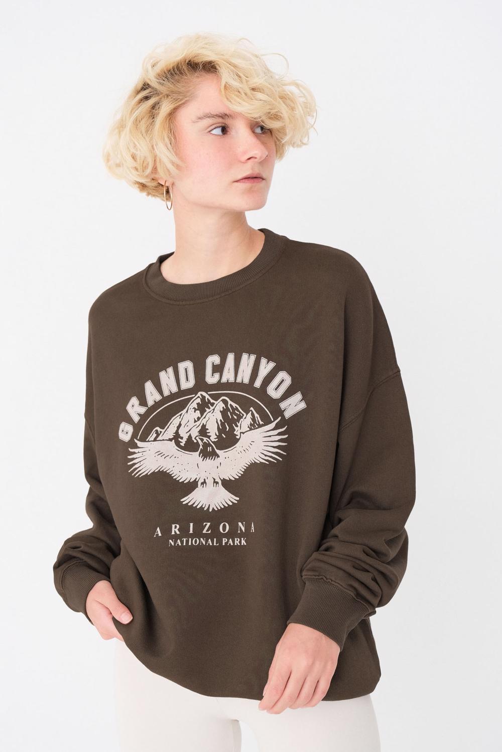 Addax Grand Canyon Baskılı Oversize Sweatshirt. 2