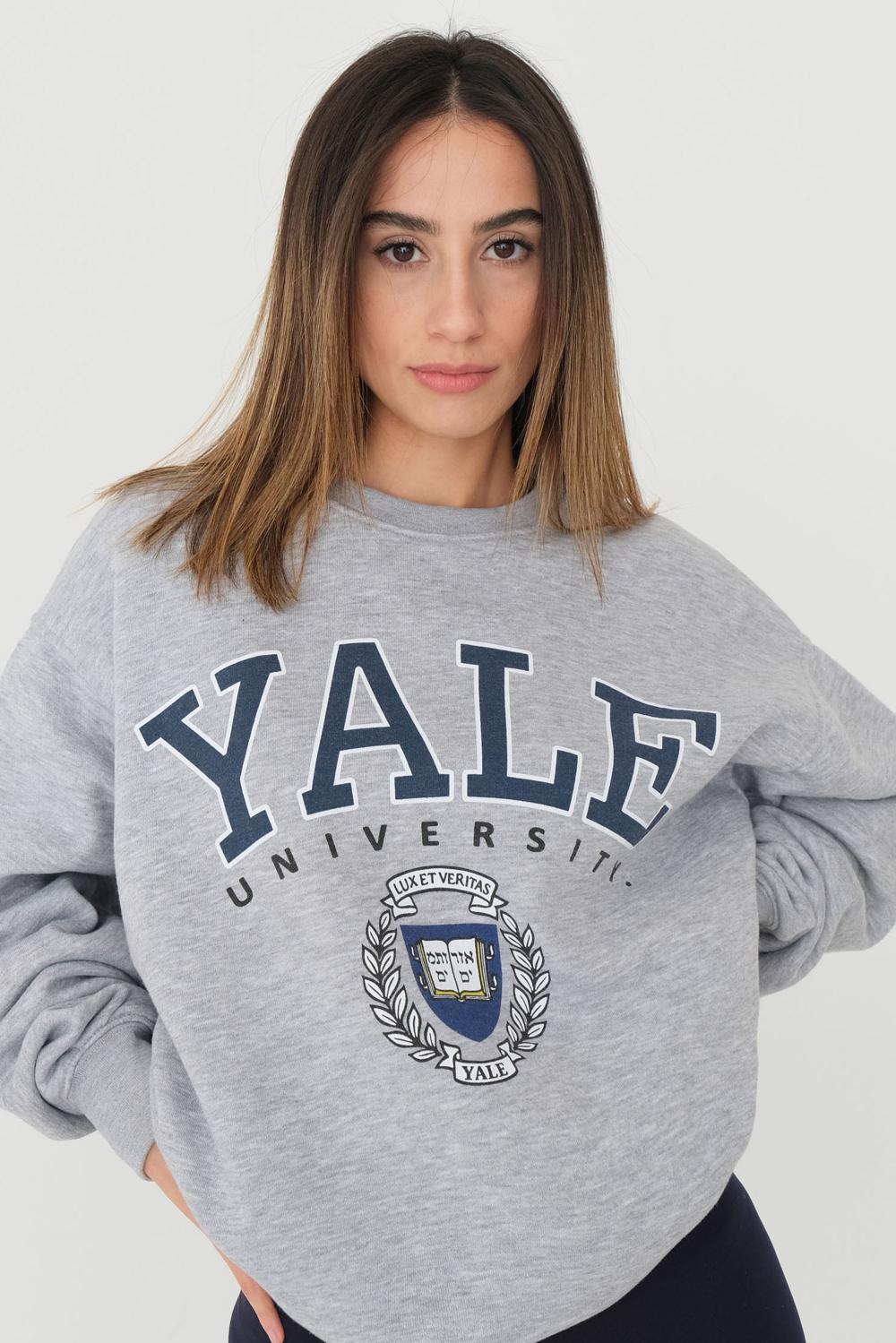 Addax Yale University Baskılı Oversize Sweatshirt. 2