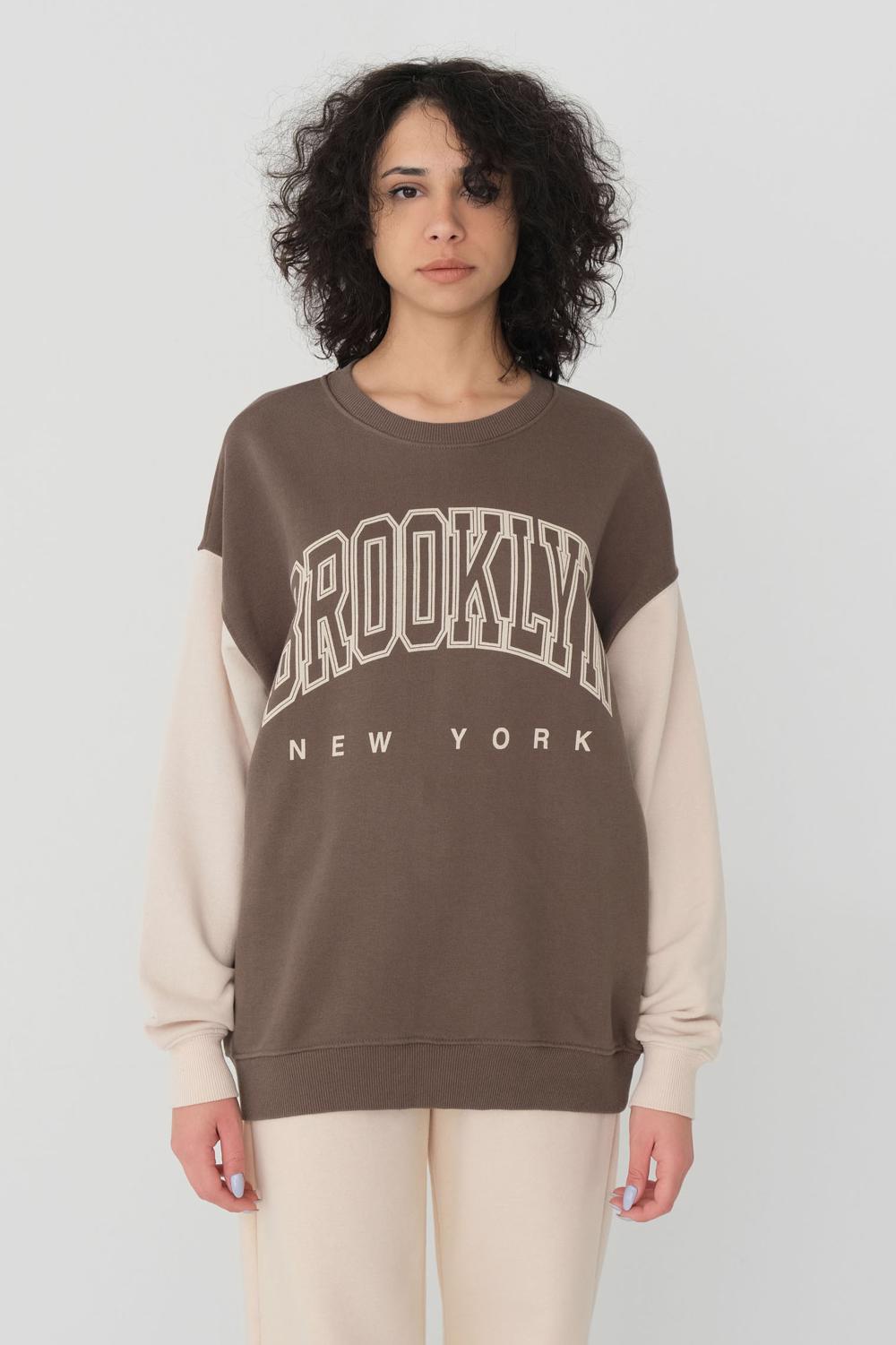 Addax Brooklyn New York Baskılı Sweatshirt. 2