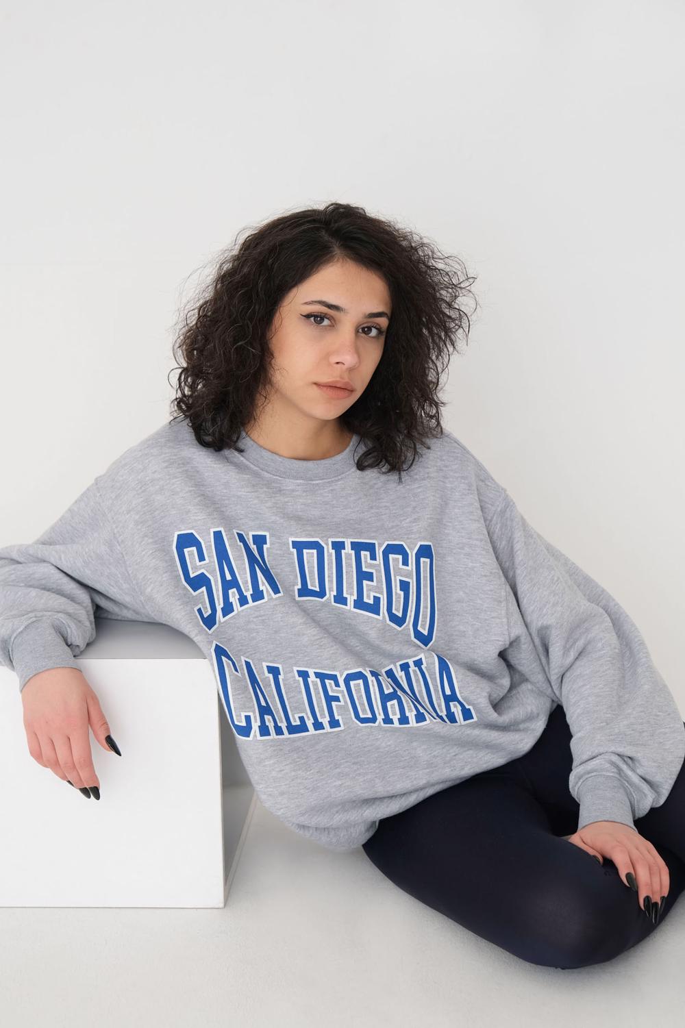 Addax San Diego California Baskılı Sweatshirt. 1