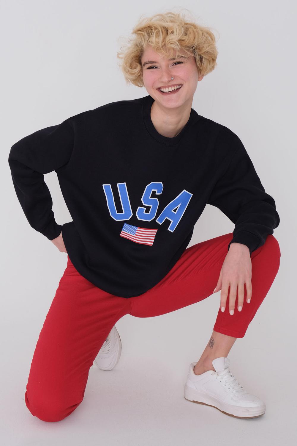 Addax USA Baskılı Sweatshirt. 1