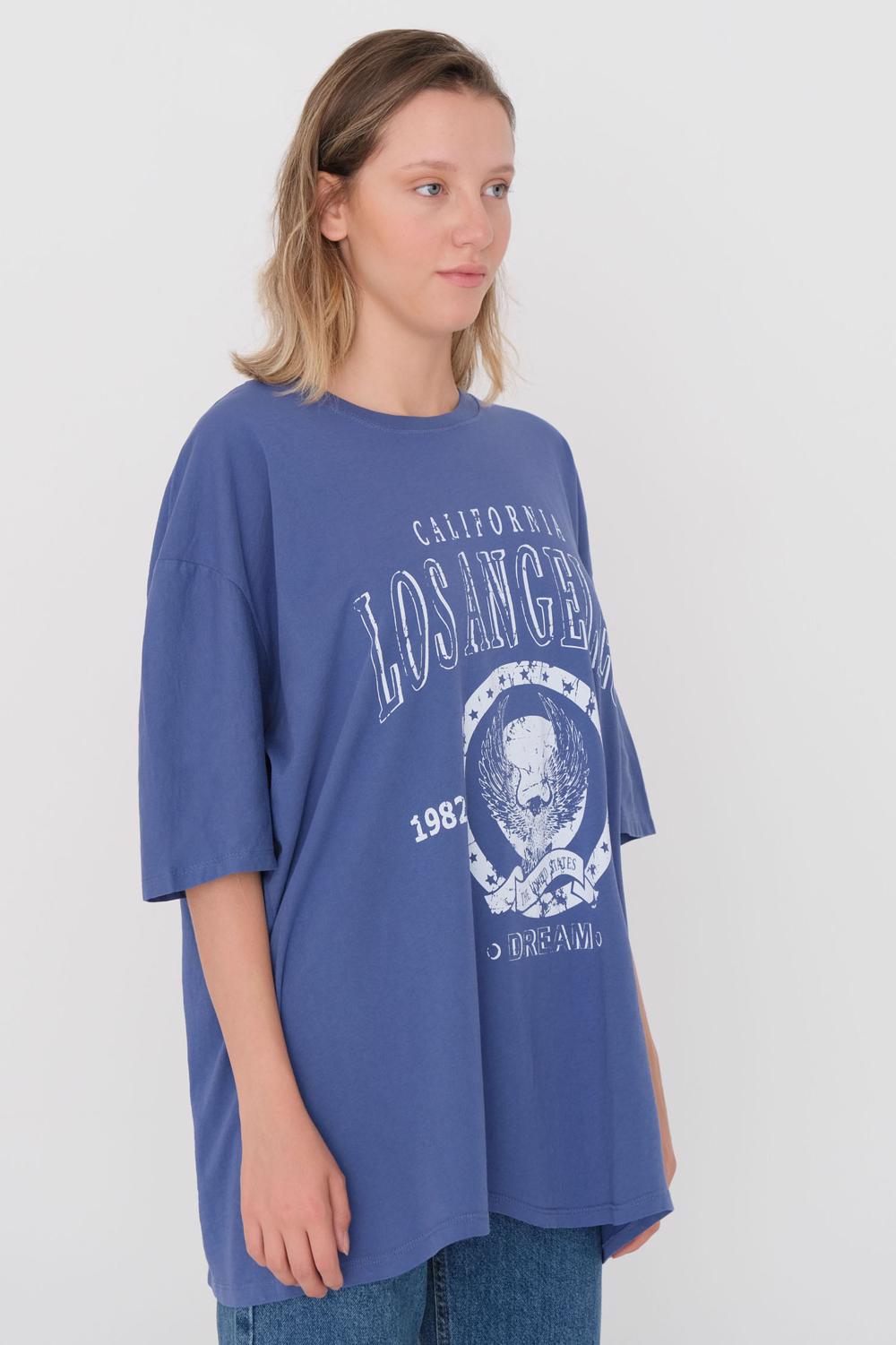 Addax Baskılı Oversize T-shirt. 1