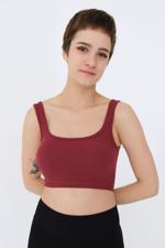 Bordo Kare Yaka Seamless Crop Atlet