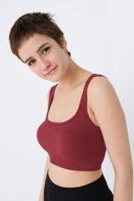 Bordo Kare Yaka Seamless Crop Atlet