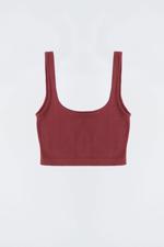 Bordo Kare Yaka Seamless Crop Atlet