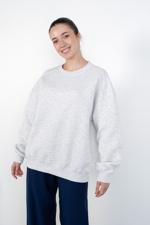 Bej Bisiklet Yaka Şardonlu Basic Sweatshirt