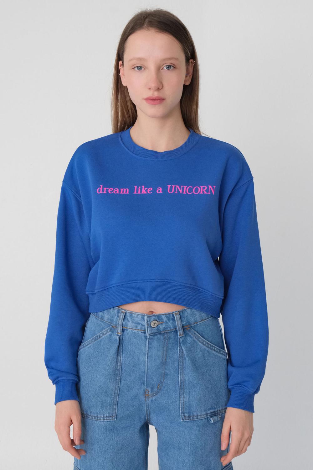 Addax Dream Like A Unicorn Baskılı Sweatshirt. 1