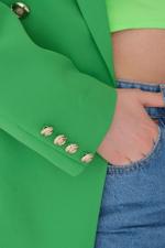 Bayan Yeşil Düğme Detaylı Ceket