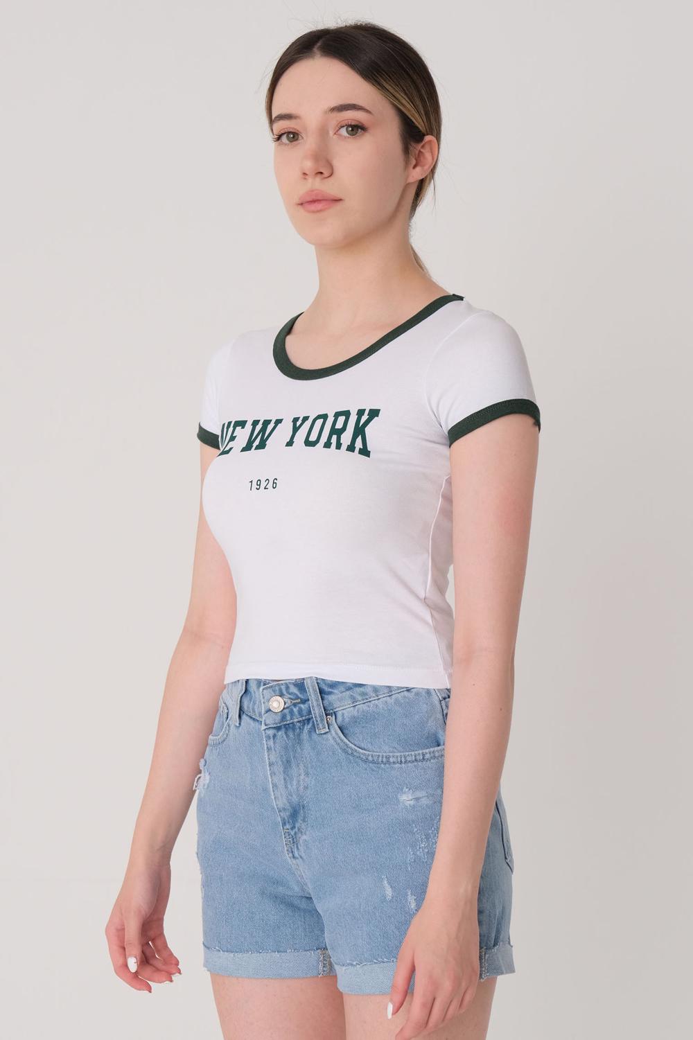 Addax NEW YORK Yazılı T-shirt . 1