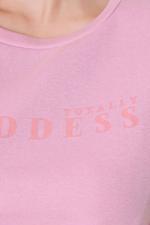 Pembe Totally Goddess Yazılı Crop T-shirt