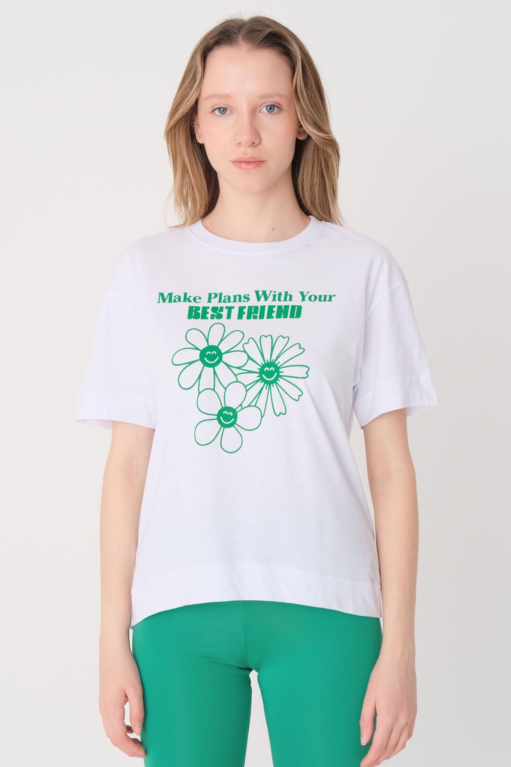 Addax Best Friend Baskılı Kısa Kollu T-shirt. 1