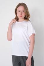 Beyaz Bisiklet Yaka Basic T-shirt