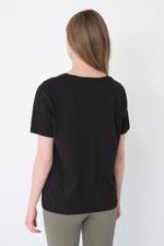 Siyah V Yaka Kısa Kollu Basic T-shirt