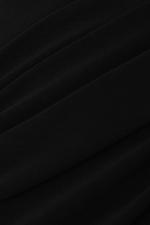 Siyah Dik Yaka Uzun Kollu Büzgülü Bluz