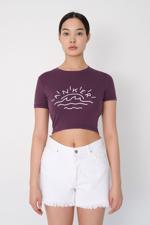 Mor ANKER Yazılı Crop T-shirt