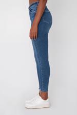 Mavi Yüksek Bel Paça Detaylı Skinny Jean Pantolon