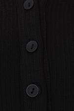 Siyah Polo Yaka Düğmeli Mini Elbise