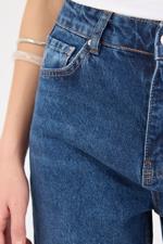 Lacivert Yüksek Bel Wide Leg Jean Pantolon