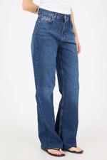 Lacivert Yüksek Bel Wide Leg Jean Pantolon