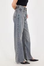 Yeşil Yüksek Bel Wide Leg Jean Pantolon