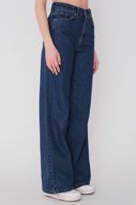 Lacivert Yüksek Bel Wide Leg Jean Pantolon