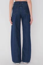 Lacivert Yüksek Bel Wide Leg Jean Pantolon