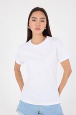 Beyaz Bisiklet Yaka Basic T-shirt