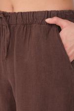 Kahverengi Belden Bağlamalı Wide Leg Pantolon