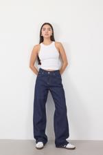 Lacivert Wide Leg Jean Pantolon