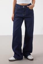 Lacivert Wide Leg Jean Pantolon