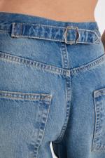 Renkli Yüksek Bel Kayış Detaylı Wide Leg Jean