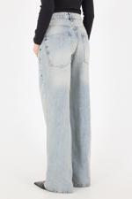 Yeşil Yüksek Bel Cepli Wide Leg Jean Pantolon