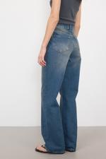 Renkli Yüksek Bel Wide Leg Jean Pantolon