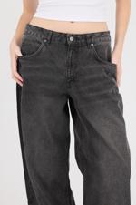 Siyah Normal Bel Wide Leg Jean Pantolon