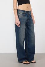 Renkli Normal Bel Wide Leg Jean Pantolon