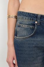 Renkli Normal Bel Wide Leg Jean Pantolon