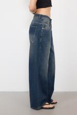 Renkli Normal Bel Wide Leg Jean Pantolon