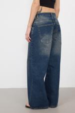 Renkli Normal Bel Wide Leg Jean Pantolon