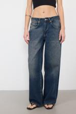 Renkli Normal Bel Wide Leg Jean Pantolon