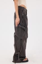 Kahverengi Kargo Cepli Wide Leg Jean Pantolon