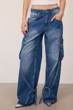 Mavi Kargo Cepli Wide Leg Jean Pantolon