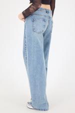 Yeşil Wide Leg Jean Pantolon