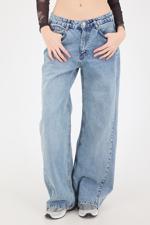 Yeşil Wide Leg Jean Pantolon