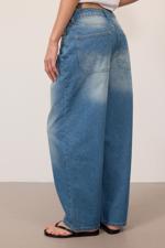 Mavi Yüksek Bel Wide Leg Jean Pantolon