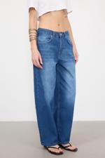 Mavi Yüksek Bel Wide Leg Jean Pantolon