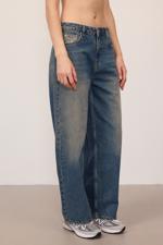 Renkli Normal Bel Wide Leg Jean Pantolon