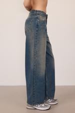 Renkli Normal Bel Wide Leg Jean Pantolon