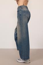 Renkli Normal Bel Wide Leg Jean Pantolon