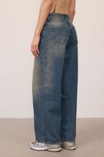 Renkli Normal Bel Wide Leg Jean Pantolon